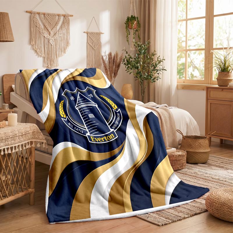 Everton Football Print Flannel Blanket Soft Warm Sofa Bed Throw Blanket For Home Office Bedroom