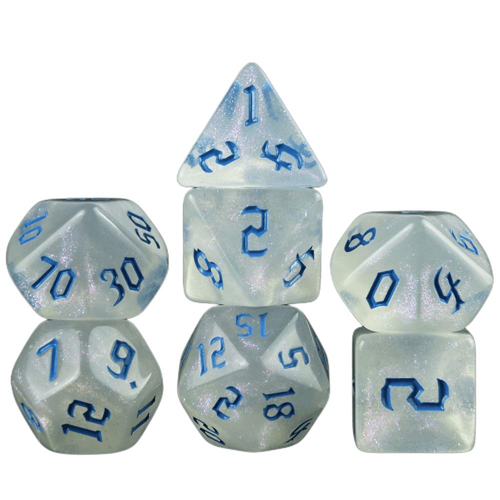DND Dice 7pcs Game Dice Set Glitter Digital Polyhedral Dice for DND RPG Board Game Accessories