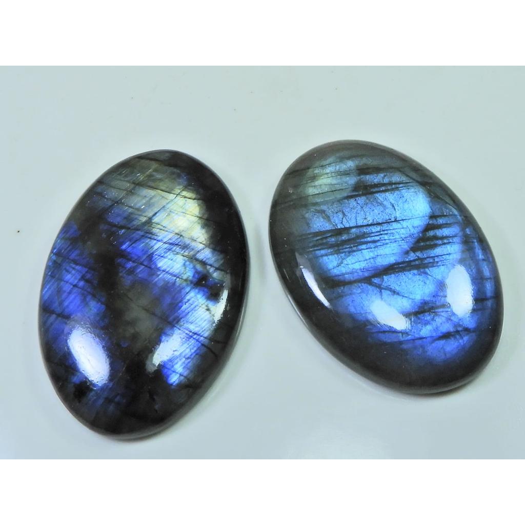 43-44 MM Natural Labradorite Multi Oval Cabochon Loose Gemstone 2 Pcs Lot D-215