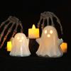 2Pcs Halloween Ceramic Ghostly Figurines With Soft Glows Night Light Handcrafted Holiday Decoration for Bedroom Party Decoration Collectibles