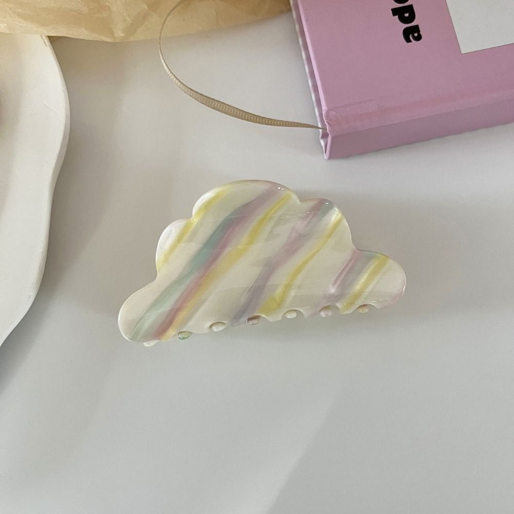 Rainbow Cloud Acetic Hair Claw Stripe Rainbow Hair Clip Sweet Stripe Shark Clip  Party