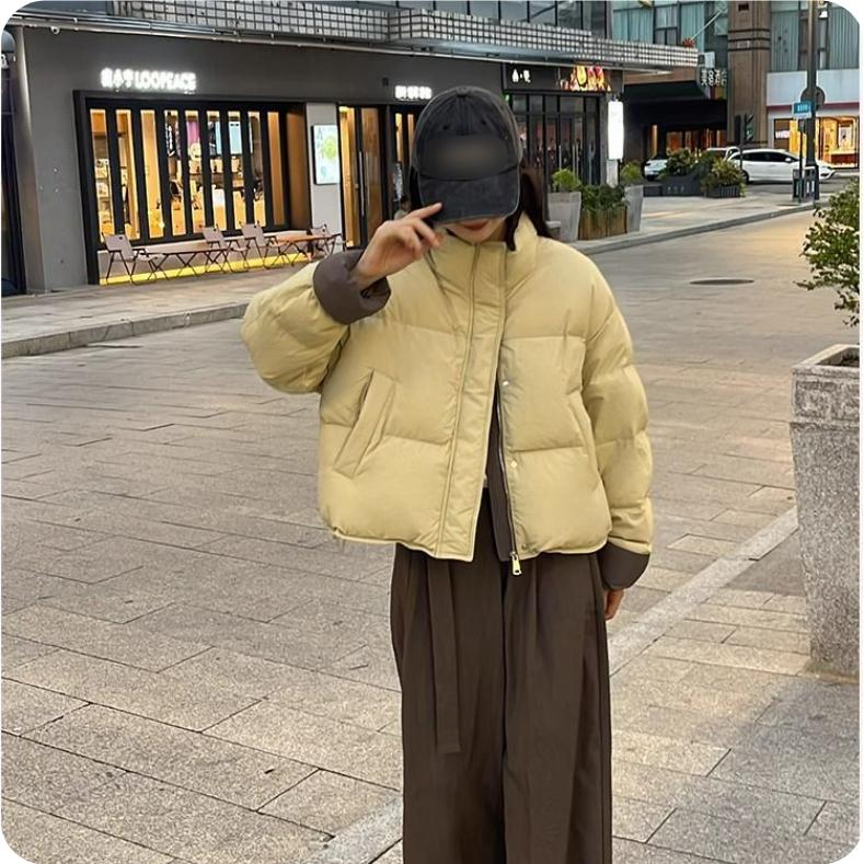 Winter Contrast Color Small Cotton-padded Jacket, Bread Jacket, Short Cotton-padded Jacket, Top