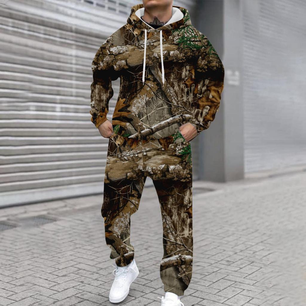 Męska bluza z kapturem z długim rękawem z nadrukiem casualowym i personalizowanym, męski sportowy zestaw dwuczęściowy: bluza i spodnie dresowe