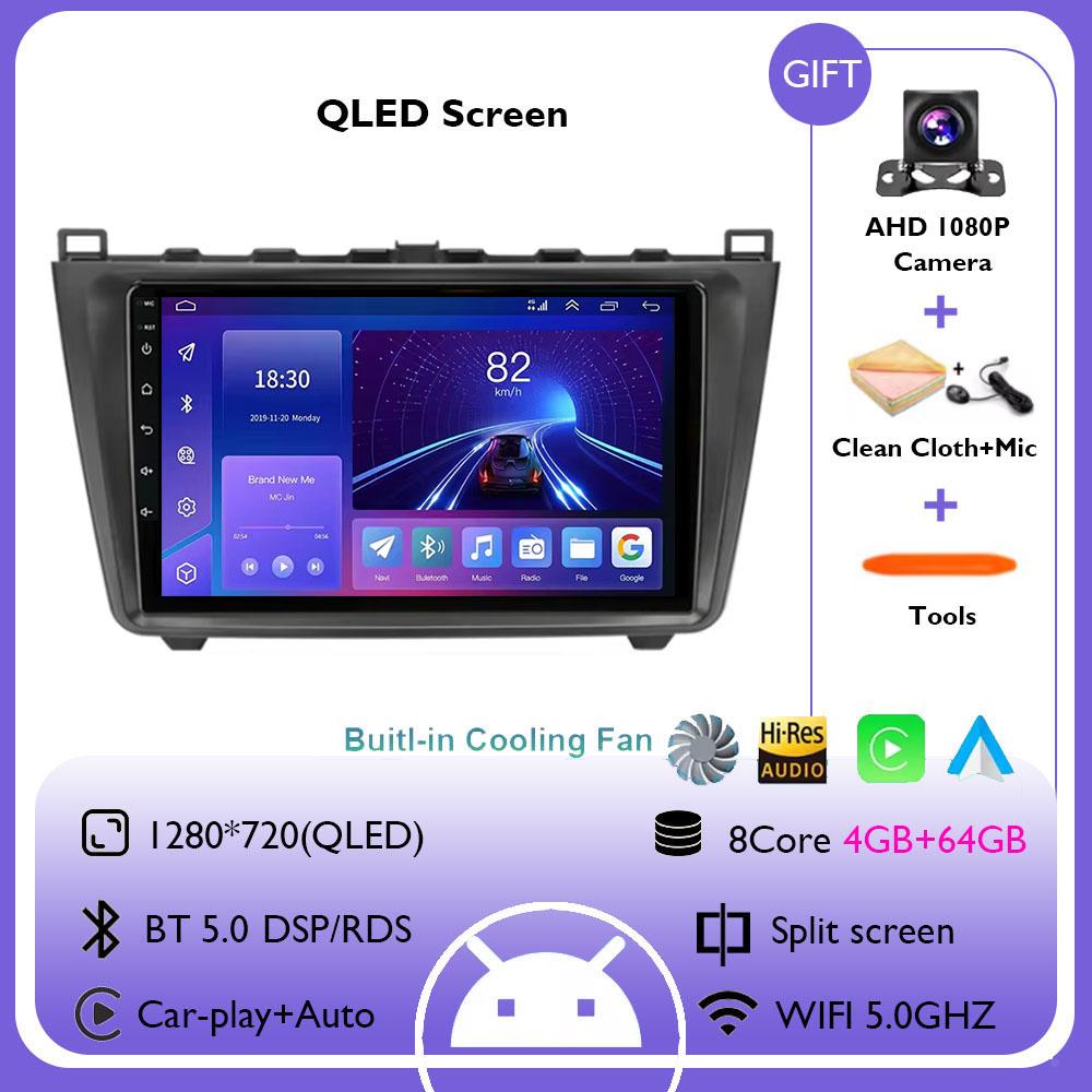 Car Radio Central Multimedia Navigation Android 14 4G+WIFI GPS Screen For Mazda 6 GH 2007-2012 Wireless Carplay Stereo Head Unit
