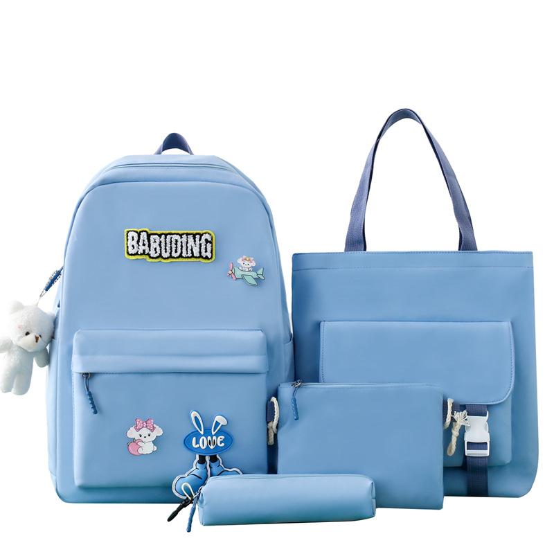 

Рюкзак из четырех предметов, студенческий школьный рюкзак, женский рюкзак большой емкости, дорожная сумка синий