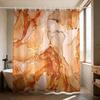 1Pc Marble Textured Printed Shower Curtain, Multi Size Partition Privacy Hanging Curtain With 12 Hooks Bathroom Decoration