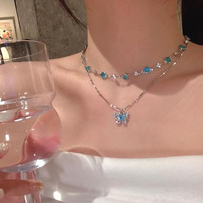 2025 Świeży Letni Motyl Podwójna Warstwa Choker - Luksusowy Niszowy Naszyjnik na Obojczyk dla Hot Girl