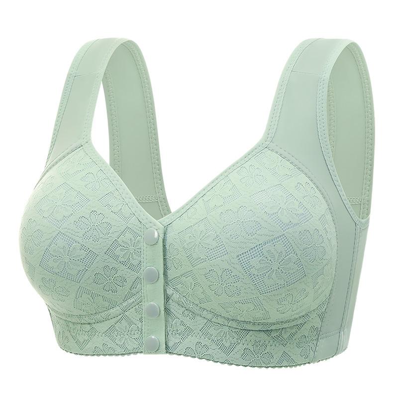 Plus Size Bra Women Front Closure Fixed Cup Thin Wireless Push Up Tank Top Bra Comfortable Supportive Full Coverage Everyday Underwear