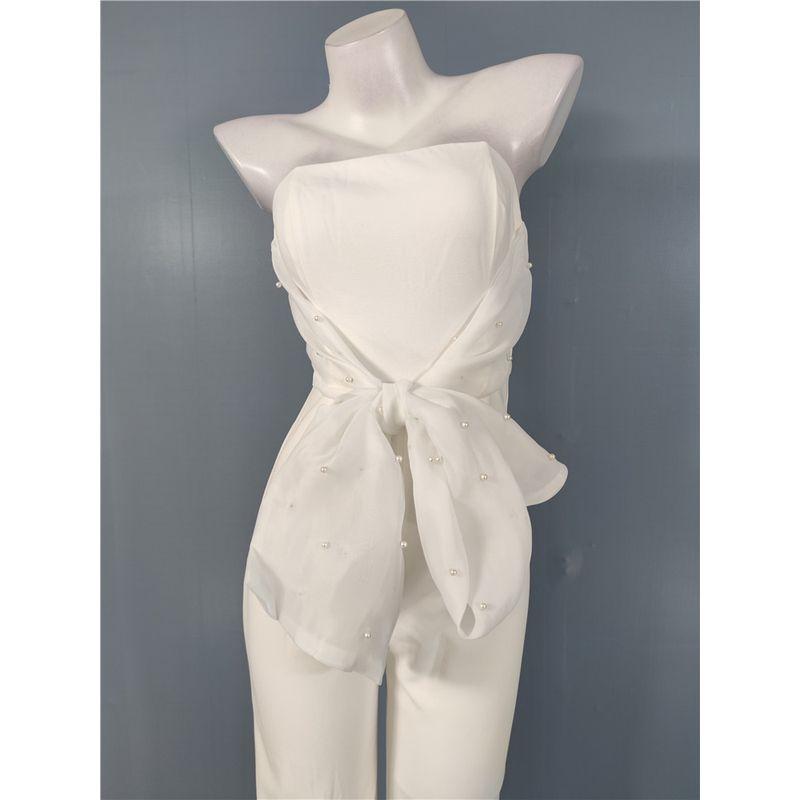 Foreign Trade Order Wrap-around Lu's Home Fashion Sexy Gyaru Backless Royal Sister Pearl Strap Elegant Socialite Banquet Jumpsuit