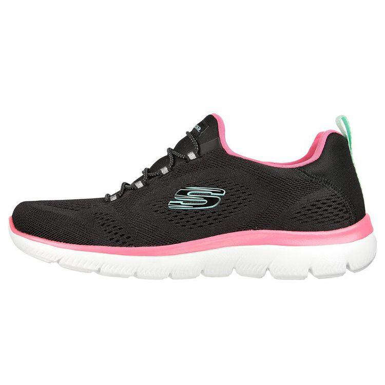 Skechers Summits - Perfect Views Ткань Однотонные Освежающие Амортизирующие Прочные Низкие Повседневные Кроссовки Женские Черный Розовый 149523-BKHP 35