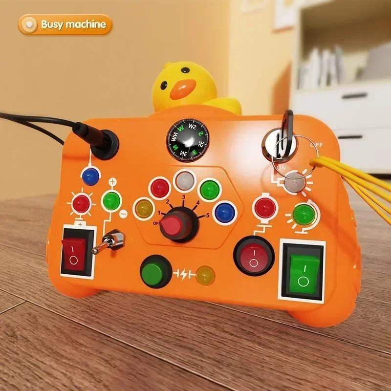 Монтессори-бизиборд, сенсорные игрушки, мультфильм, светодиодный выключатель, пульт управления, дорожные развлечения, детская игра для детей 2-4 лет