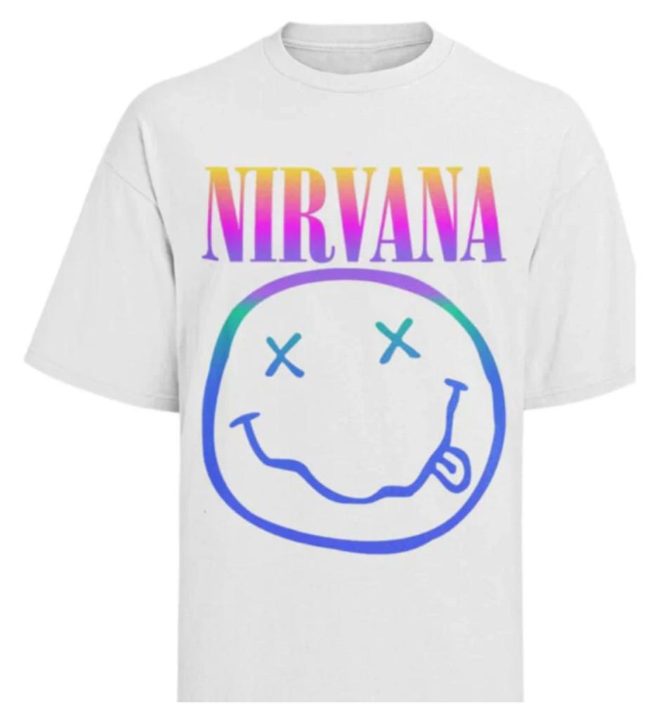 Nirvana Rock T Shirt Smiley Sorbet Ray Top Licensed Grunge Music Merch Festival S
