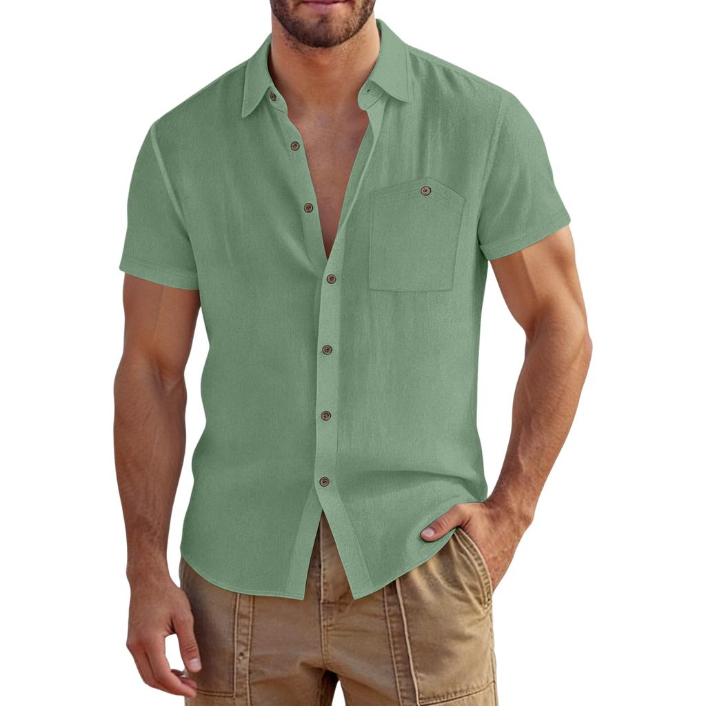 Herren Casual Outdoor Arbeitshemd mit Kragen, kurzärmlig