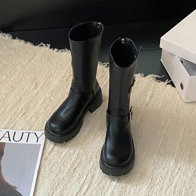 Versatile shoes children's autumn new thick heel heightening boots small western Martin boots