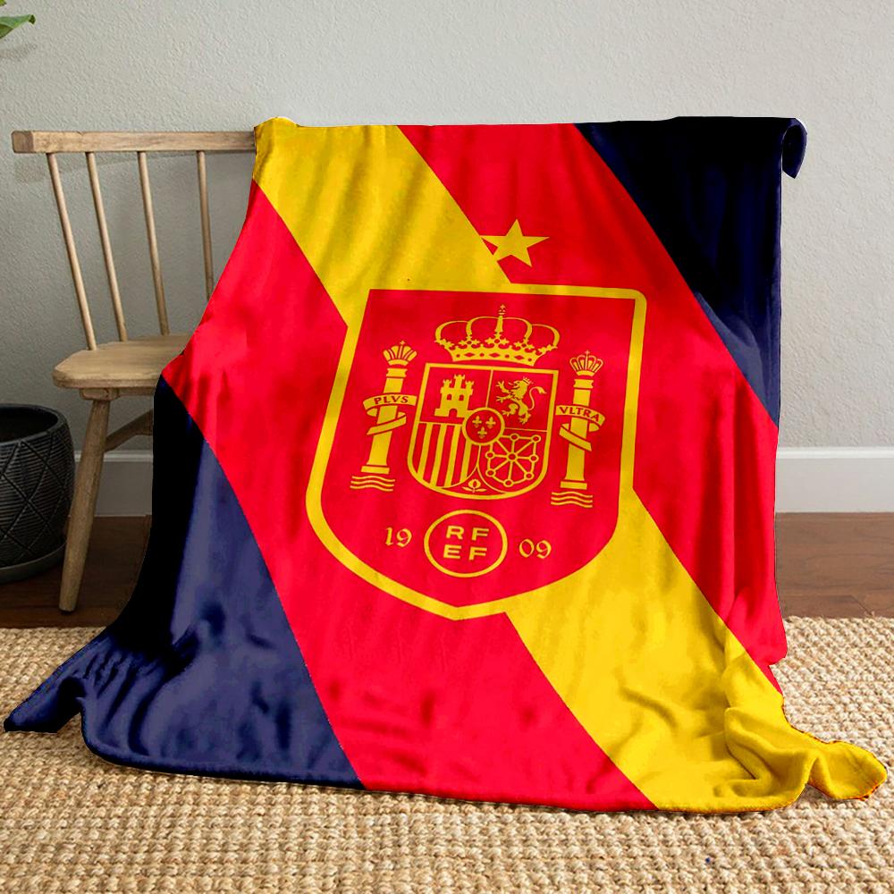 Red and Yellow Crest Design Set Designed Flannel blanket for bedroom, living room, sofa, and nap