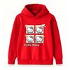 Cute Cartoon Cat Print Kids Hooded Sweatshirt, Unisex Boys Girls Long Sleeve Casual Pullover Top, Soft Cozy Warm Loose Fit Children Daily Wear for