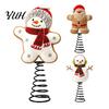 Vivid Felt Tree Ornament Wool Christmas Topper, Cute Snowman/Santa Claus Treetop with Topper Spring Base, Holiday Xmas Decoration for Home Party Decor