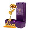 Gold Rose 24K Gold Leaf Rose Simulation Bouquet Creative Christmas Valentine's Day Birthday Gift Factory Wholesale Purple Flower + Purple Box Set