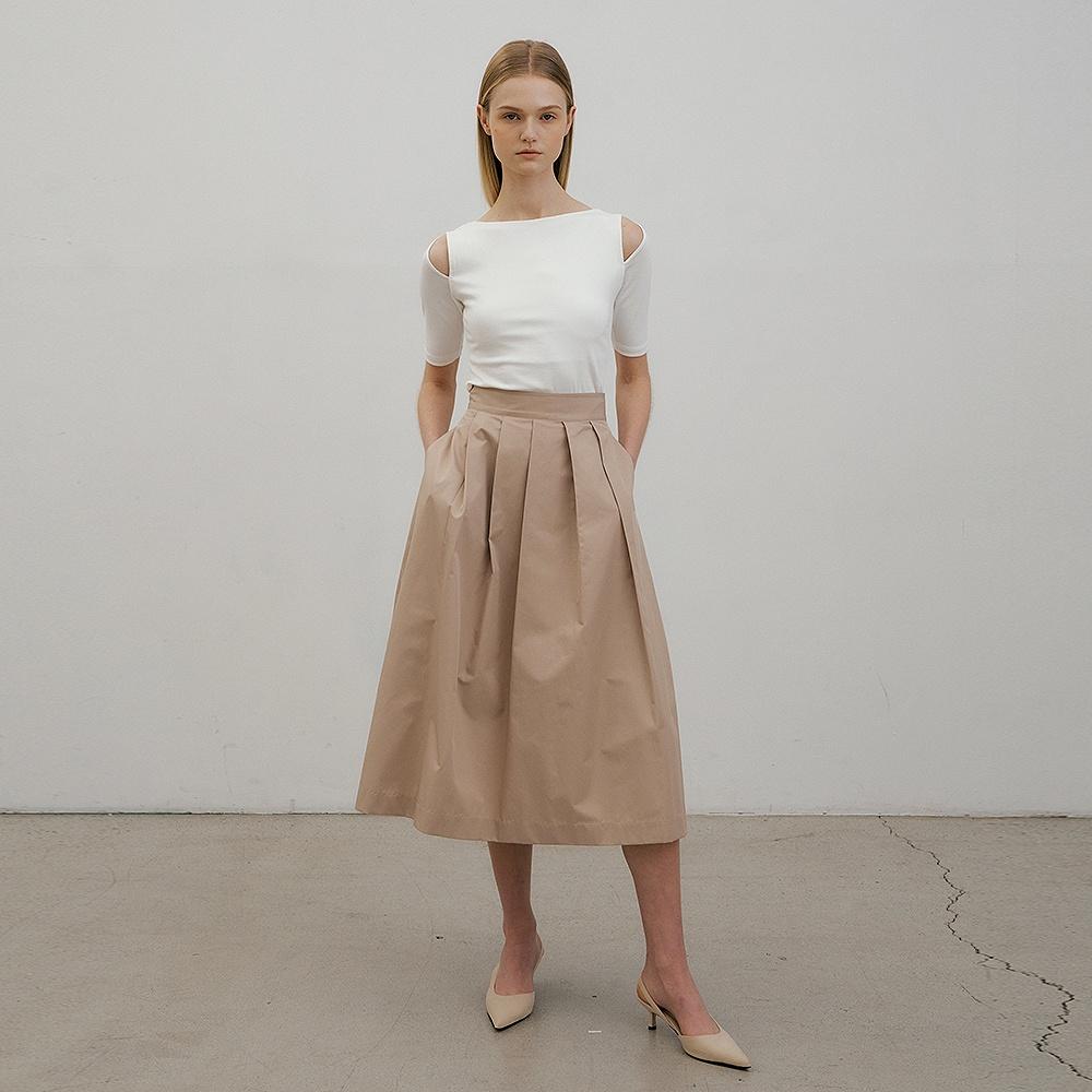 Lucirju Pleats Balloon Skirt (Beige)