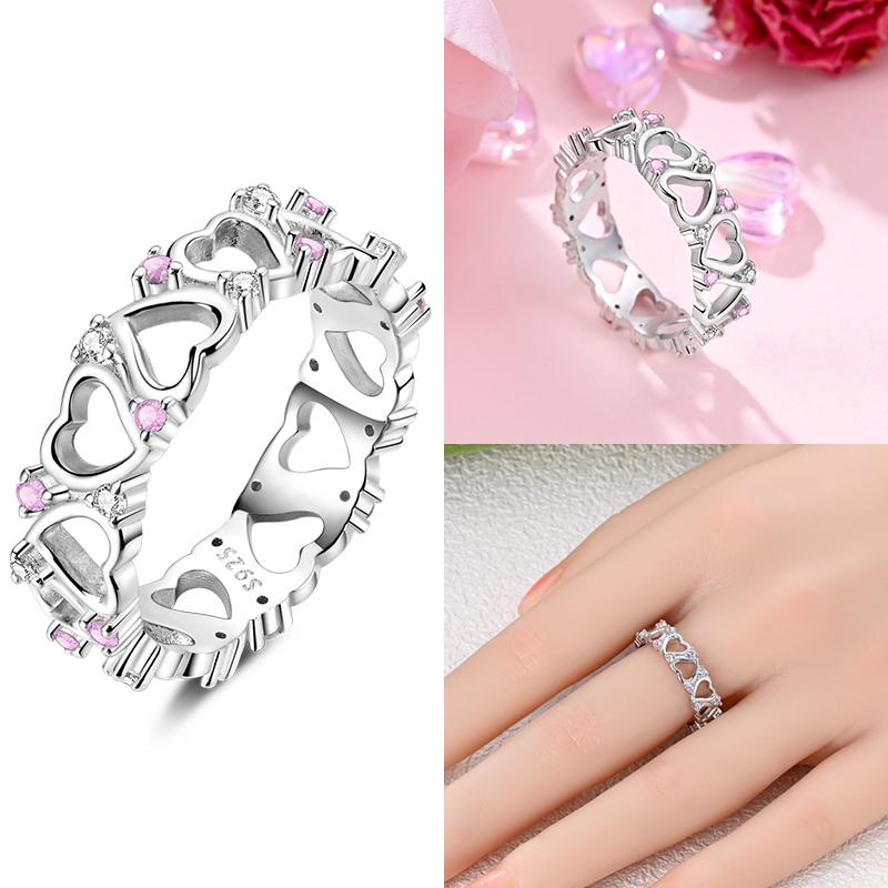 925 Silver Heart Shaped Infinite Minimalist Rings Hollow Celtic Knot Rings For Women Elegant Engagement Wedding Jewelry