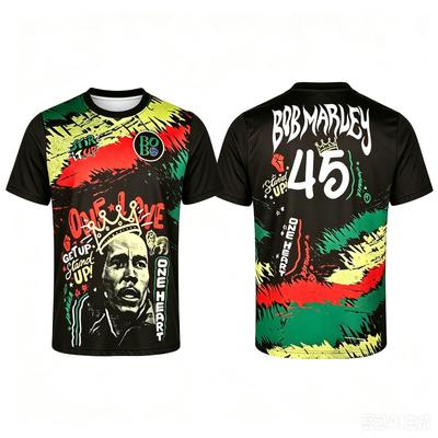 Bob Marley Men T-shirt  Red Yellow Green Number 45 One Love Short Sleeve Football Jersey Summer Streetwear  Family Matching