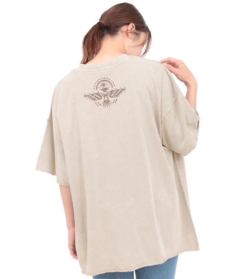 Titicaca Acid Wash Short Crew Vintage Free OSJBD157 Cut-Off T-Shirt, Women's, Sleeve, Neck, Style, Size, Beige,