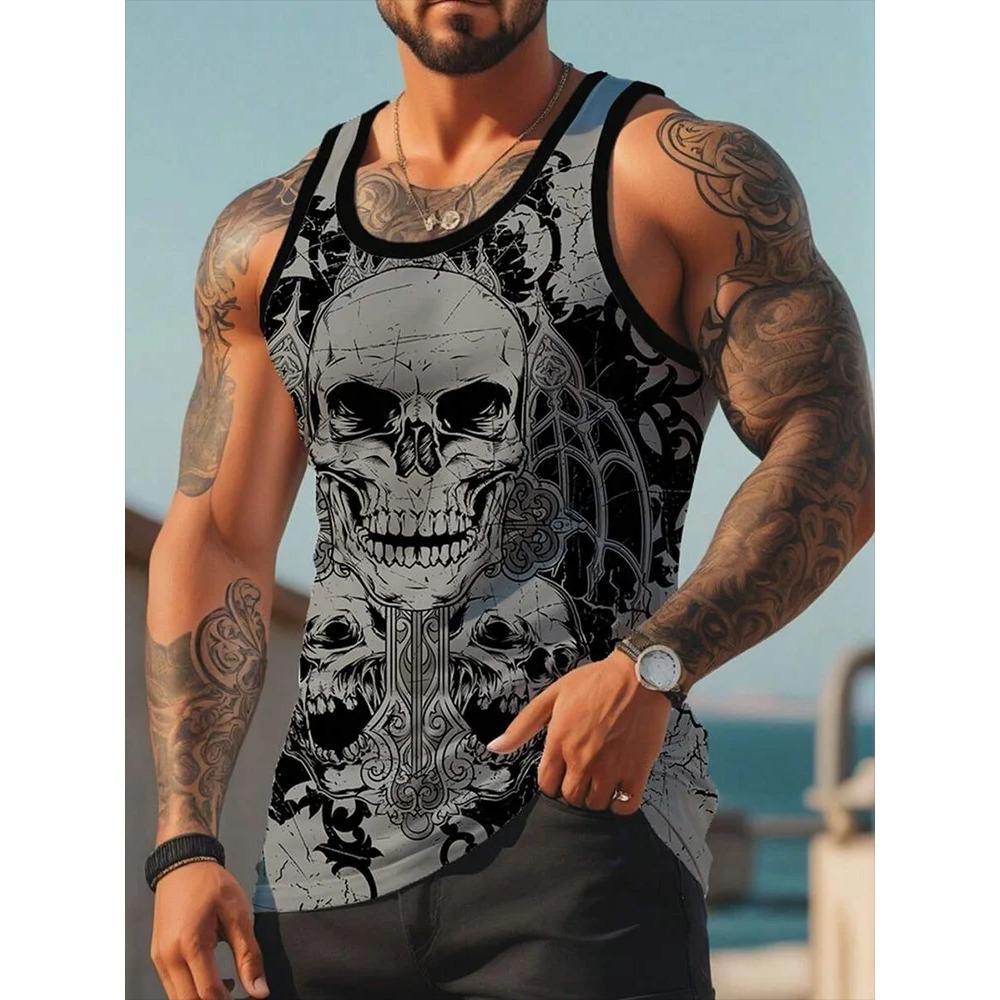 3D Lion Print Men's Summer Street Fashion Casual Outdoor Sports Vest Versatile Comfortable Breathable Sleeveless Vest