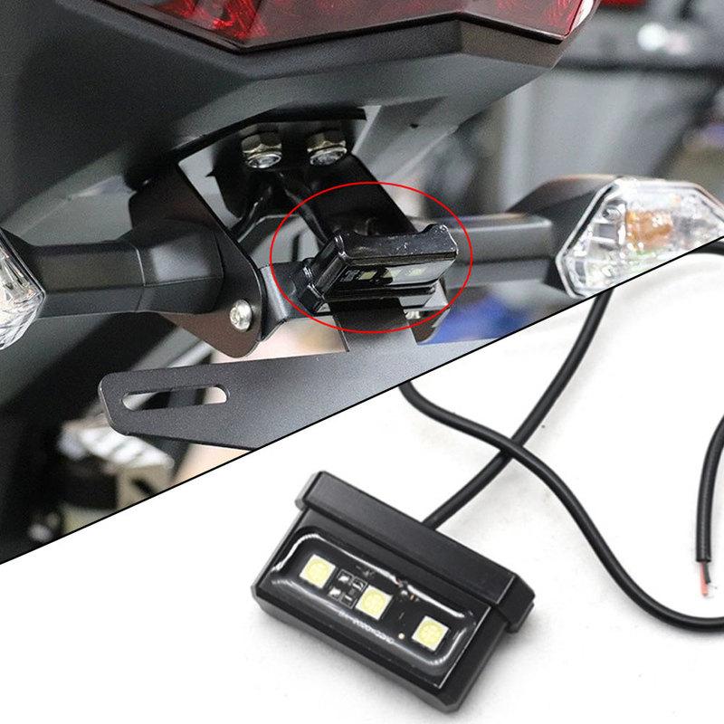 1pc Motorcycle Aluminum Alloy Mini CNC Number Plate Waterproof Lamp Rear Tail LED 12V License Plate Light Motorbike Accessories