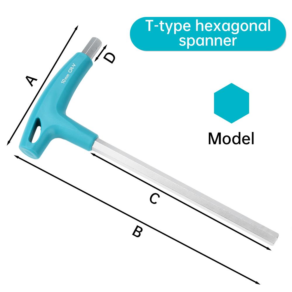 T-shaped Hex Wrench Double Headed Extended Rubber T-Handle Alle Screwdriver 2mm/2.5mm/3mm/4mm/5mm/6mm/8mm/10mm Bike Repair Tools