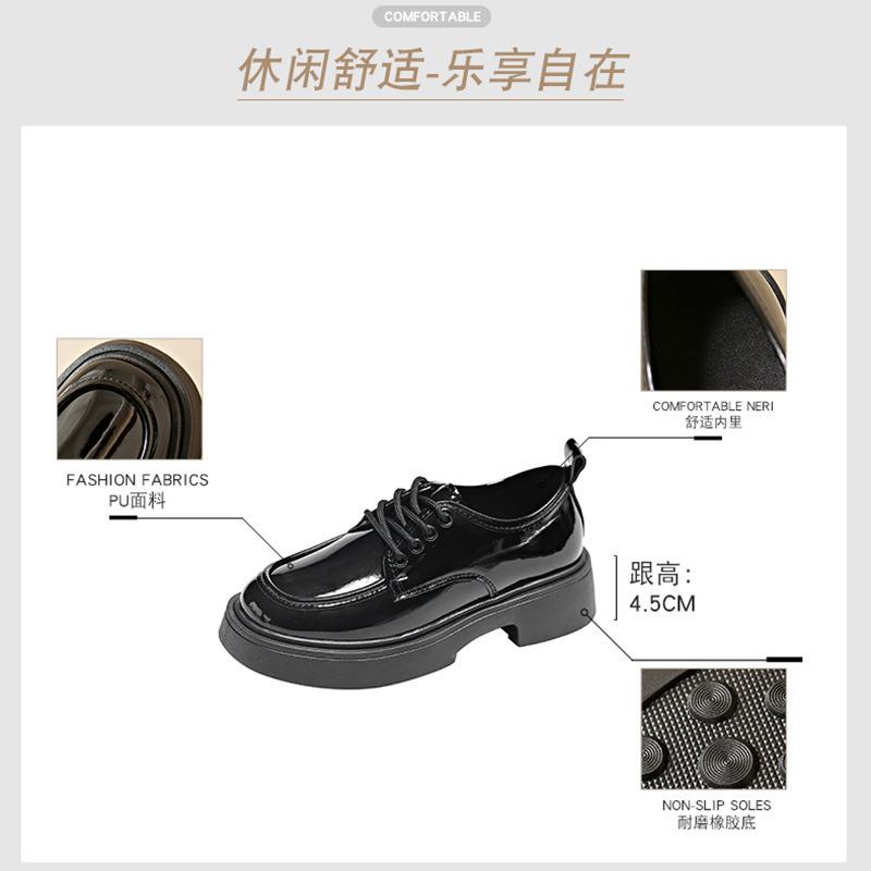 Women's 2025 spring and autumn new retro British style student versatile lace-up thick sole height increase single