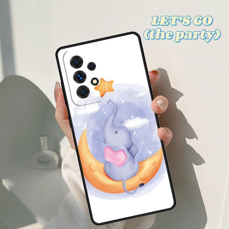 Baby Elephant Moon Phone Case For Samsung Galaxy A42 A31 A40 A51 A71 A32 A80 A91 A52 A72 A73 A20e A21S A50 A70 A11 A12 Cover