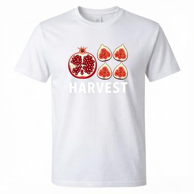 Harvest Letter With Pomegranate And Fig Graphic Tshirt Unisex Unisex Fall Season Cotton Tee Casual Short Sleeve Tops