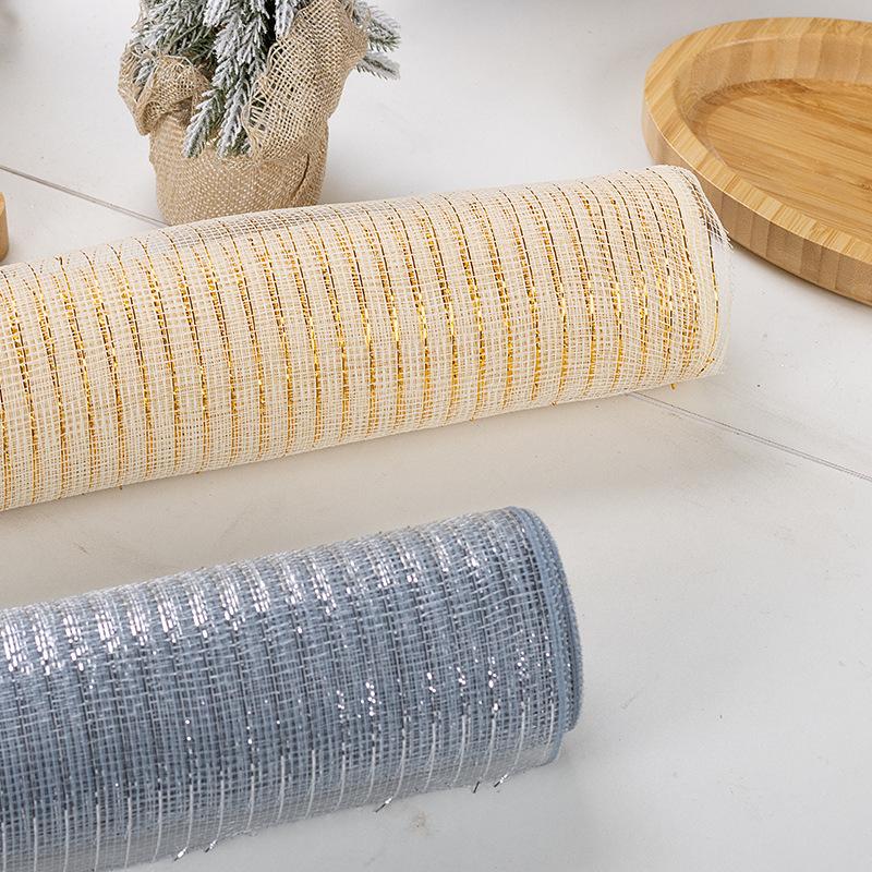 1 Roll 10 Yards Christmas Tulle Champagne Golden Christmas Tree Decorative Mesh for DIY Christmas Wreaths Holiday Decoration