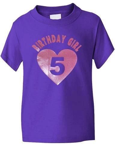 

Birthday Girl Age 5 Five Girls Kids T-Shirt In Glitter Birthday Gift Age 1-13 M