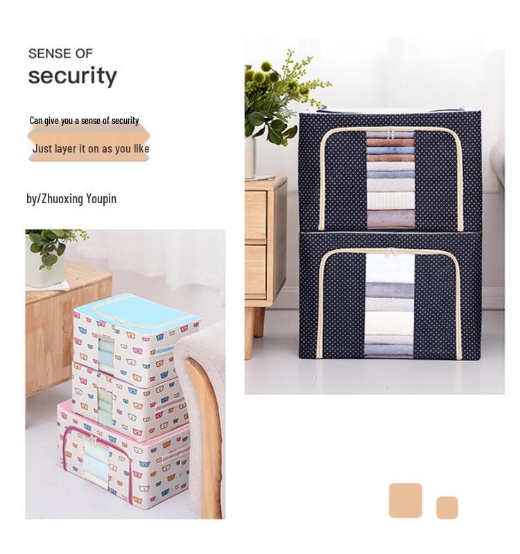 Cutie de depozitare impermeabilă din pânză Oxford cu cadru de oțel și design pliabil transparent pentru dulap, mașină sau depozitarea pilotei.