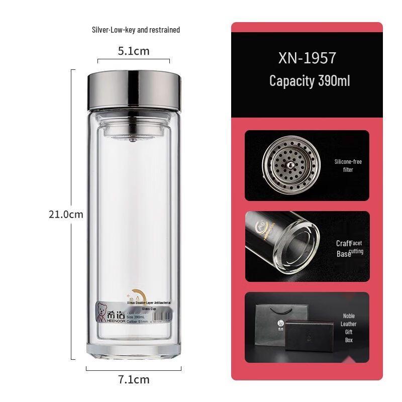 Heenoor Double-Layer Antibacterial Glass Cup