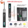 100W USB Soldering Iron 300-450℃ Adjustable Temperature Smart Electric Soldering Iron Kit C210 Welding Solder Head Repair Tools
