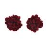 Red Retro Flocking Flower Stud Earrings Women's Fashion High-end Temperament Earrings New Exquisite Fashion Versatile Earrings