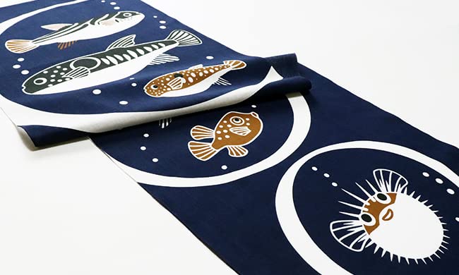 Dyeing Anbo Hand Towel Navy Authentic Made in 35cm x 100cm "Fugu" Blue, Dyed, 100% Cotton, Tokuoka, Japan,