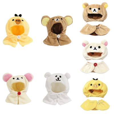 Kawai Selbstironischer Bär Rilakkuma Kleidung für 10cm Baumwollpuppe Niedliches Umhang Kopfschmuck Set Puppenzubehör Wechselbarer Umhang