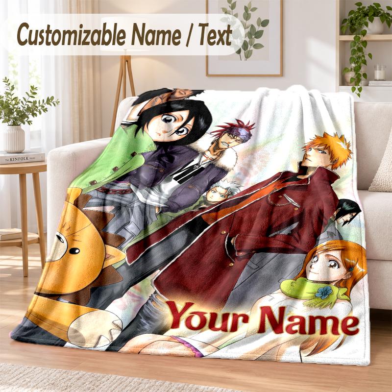 Bleach Anime Benutzerdefinierter Name Flanell Überwurfdecke Weich Warm für Sofa Bett Innen Hausgebrauch