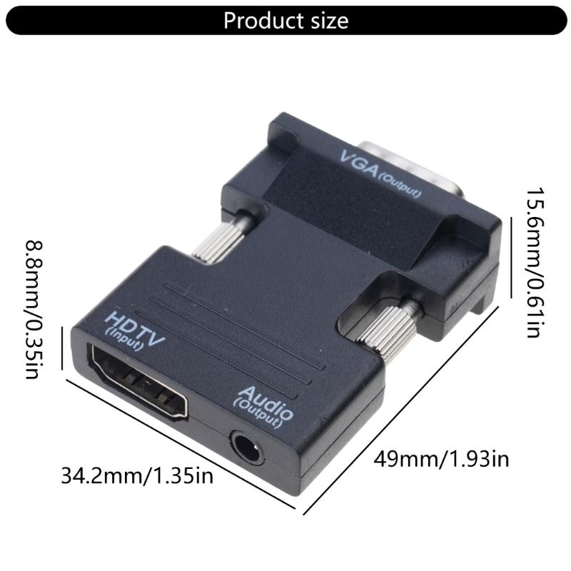 Convenient1080x1920 Resolution HDTV to VGA Adapter with 3.5mm Audios Port for Laptops and Projectors PC, Monitors, HDTV,