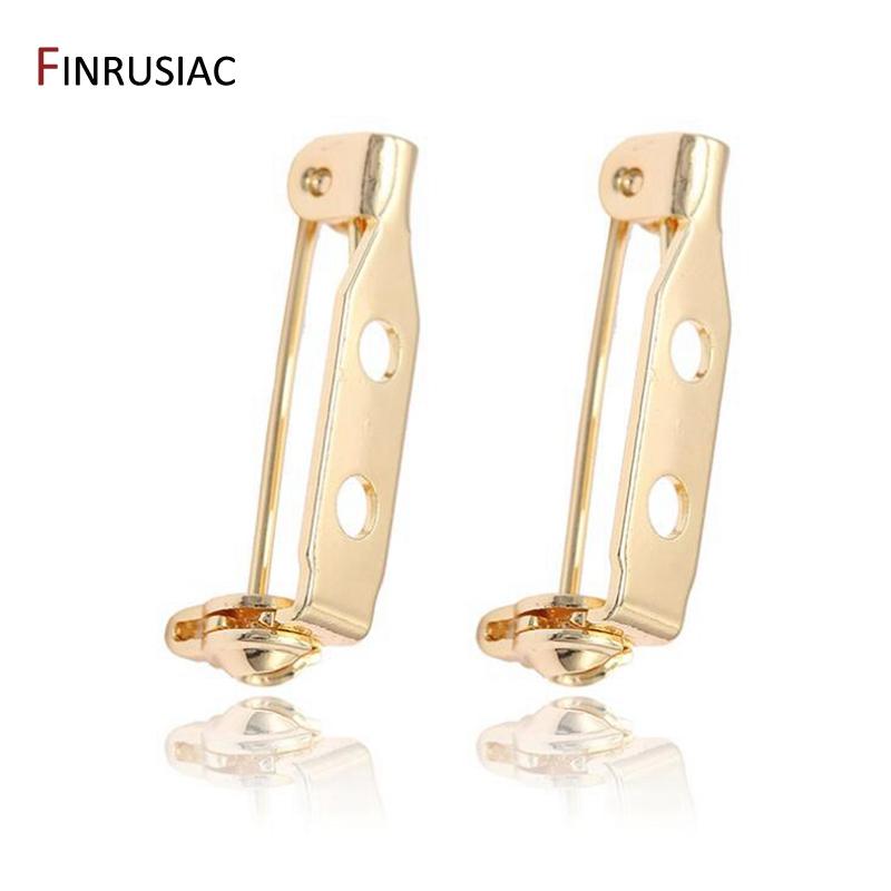 

14K Real Gold Plated 21mm Brooch Clip Base Pins Blank Safety Lock Brooch Settings Base For DIY Jewelry Making Supplies 2 pcs