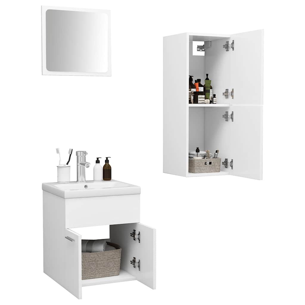 Bathroom Furniture Set White Particleboard