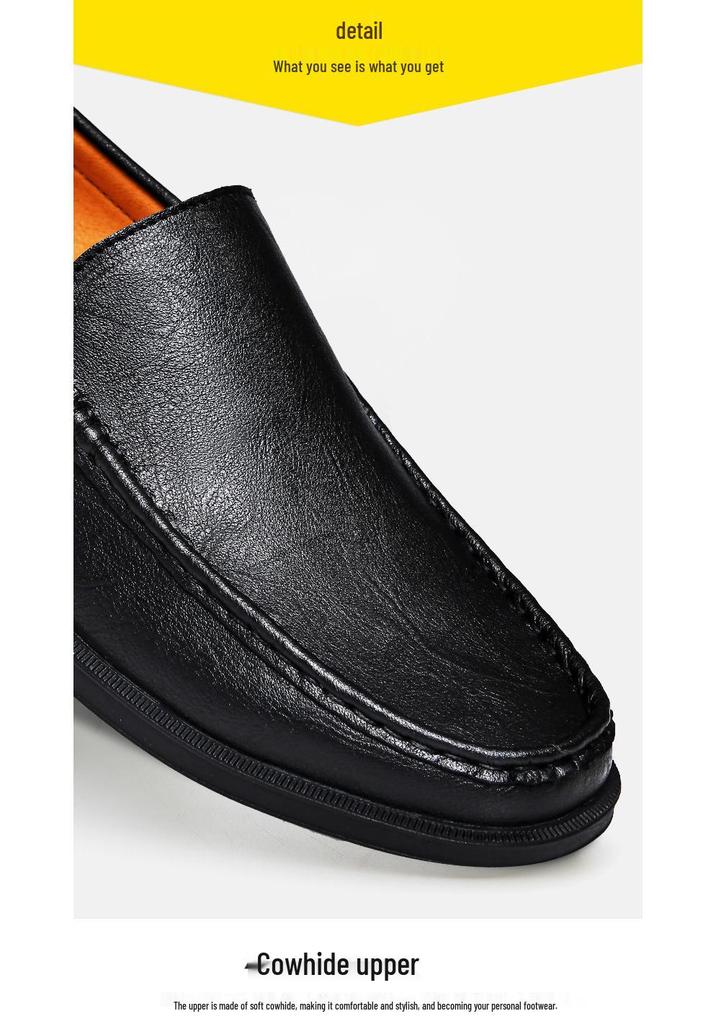 Men's Plus Size Summer Cowhide Casual Loafers - Slip-On Leather Driving Shoes