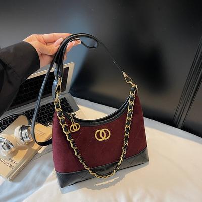 Geantă nouă pentru femei cu lanț de diamante, geantă de umăr fashion splicing, geantă messenger texturată, geantă pentru femei la modă