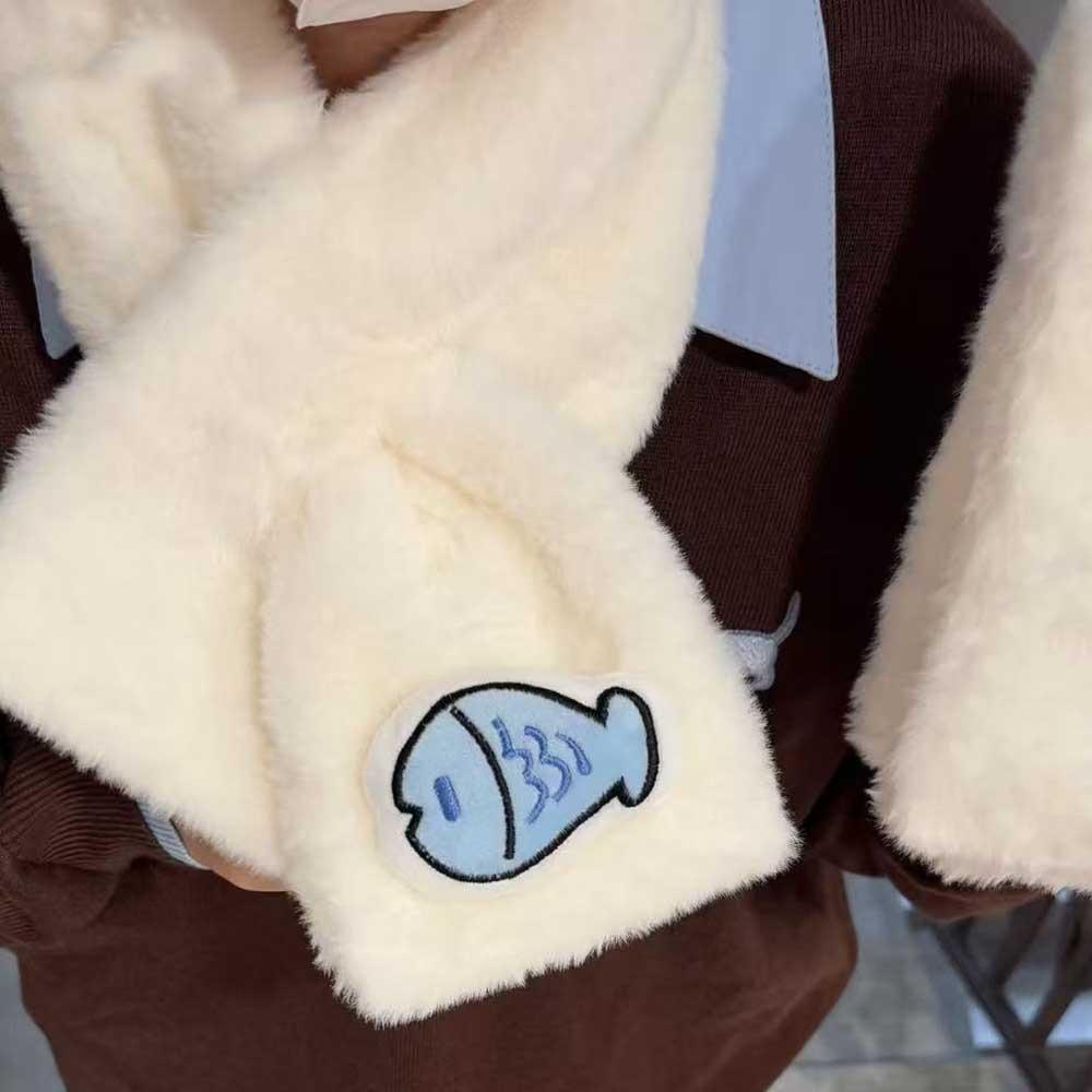 

Plush Cross Scarf Cartoon Neck Warmer New Neckerchief Wrap Winter C