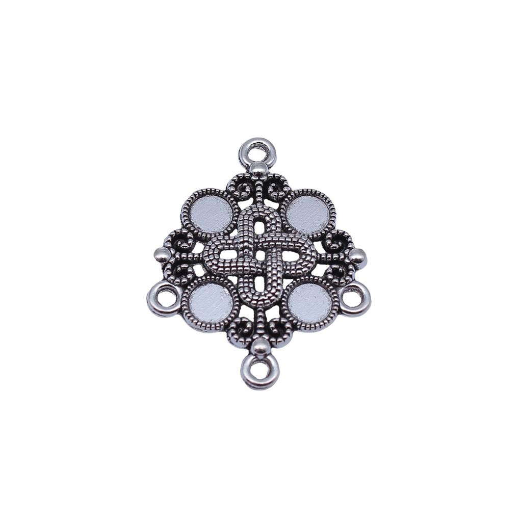 Floral Multi Loop Charm Vintage Filigree Findings Fit Flat Cabochon For Jewelry DIY