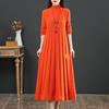 NEW Autumn Winter Covering Belly Dress Middle Aged Elderly Mother Retro Long Knitted Sweater Dresses Vestidos
