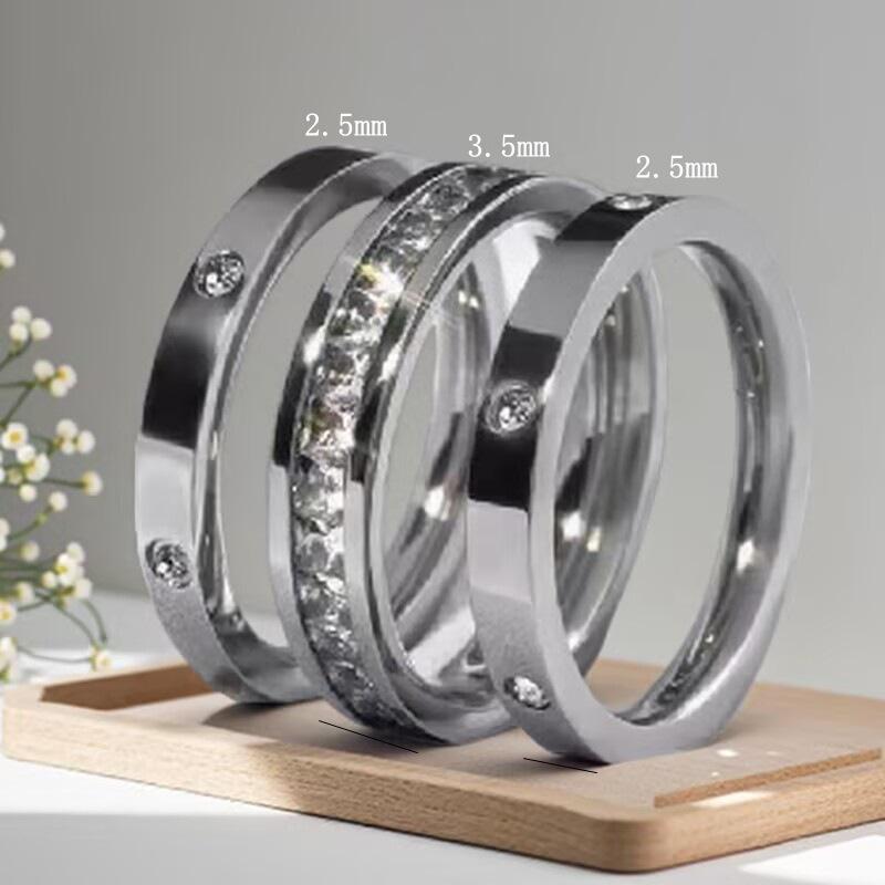 Niche Diamond-Set Titanium Steel Couple Ring - High-End Luxury Jewelry